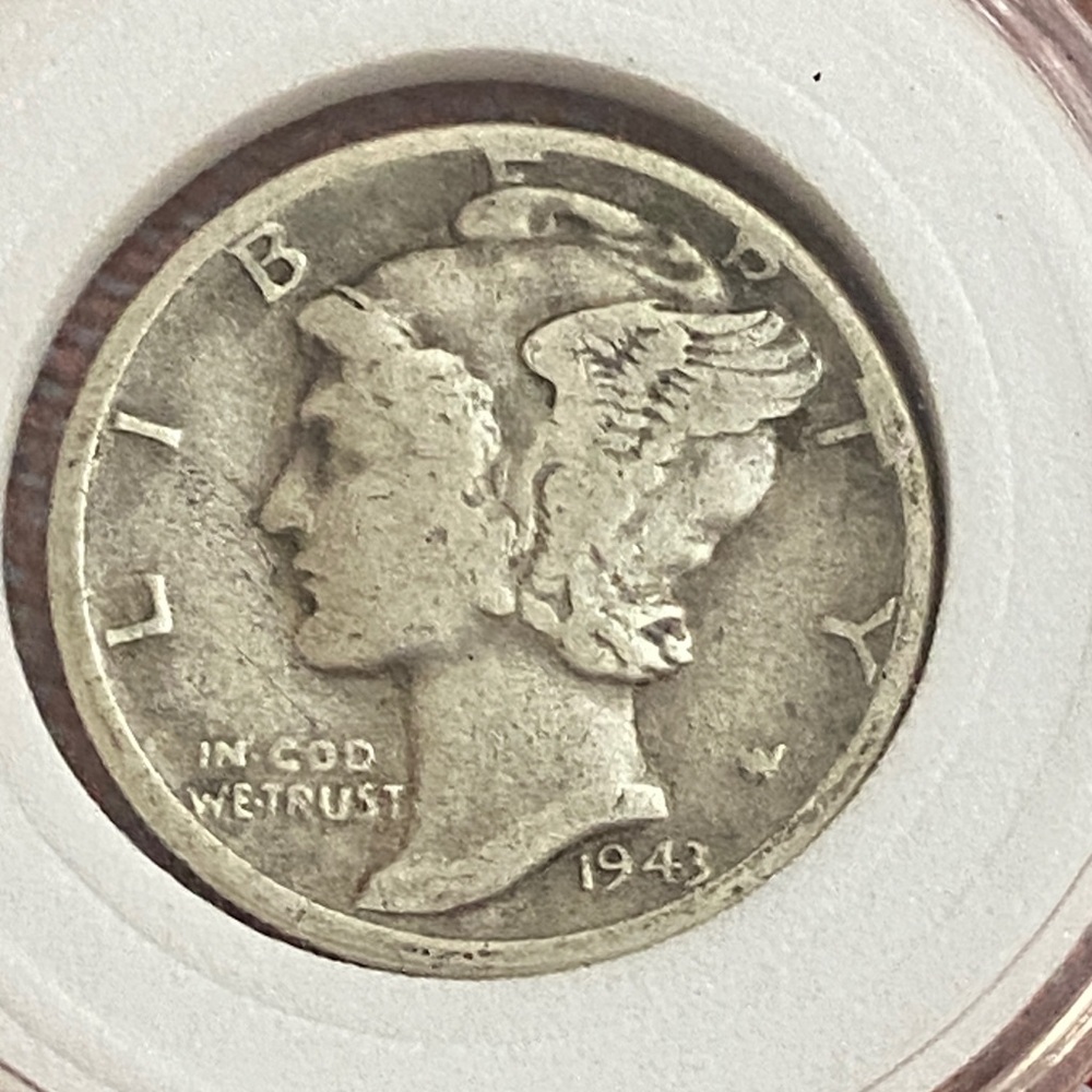 Vintage 1943 Mercury Dime Coin 90% Silver